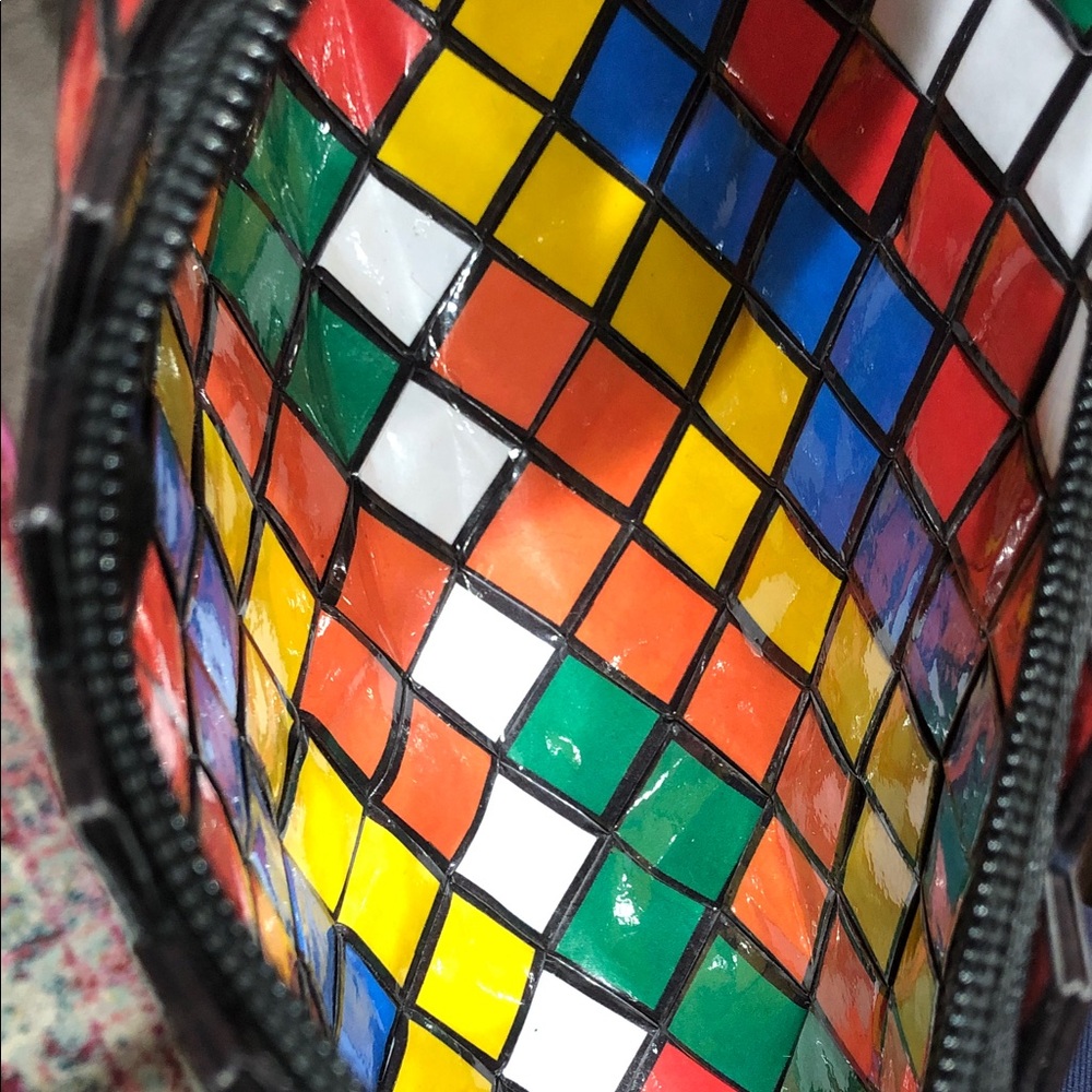 Multicolor Geometric Mosaic Clutch Bag - Vibrant Colorblock Design - Picture 2 of 4